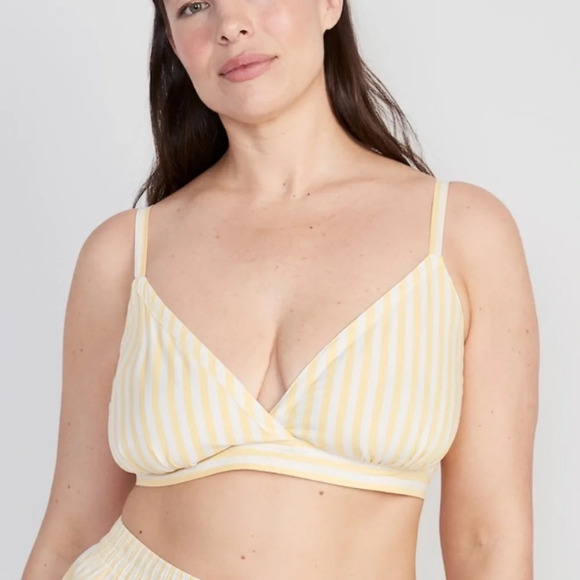 OLD NAVY Matching Printed Smocked Bralette Top in Yellow Stripe‎ - Picture 1 of 8